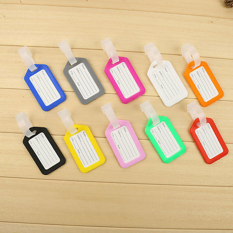 Simple Solid Color Plastic Luggage Tag Women Men Travel Suitcase ID Address Holder Baggage Tags Boarding Bag Portable Label