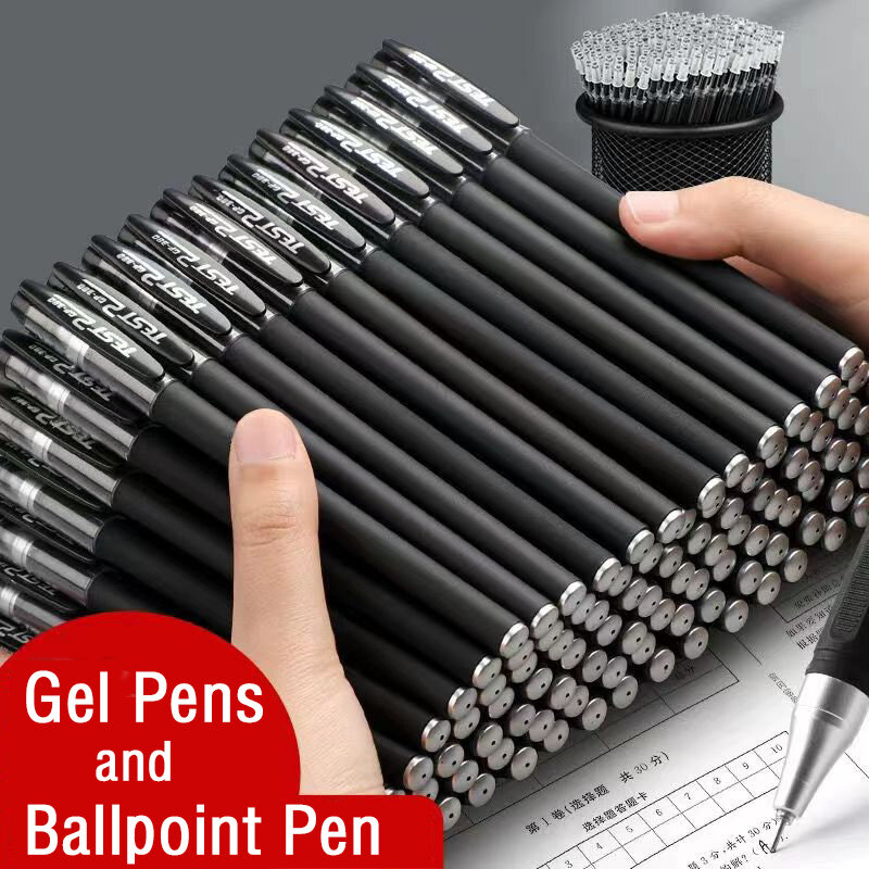Set pena Gel hitam biru merah isi ulang pena Gel ujung peluru 0.5mm perlengkapan sekolah & kantor alat tulis Aksesori alat tulis kawaii