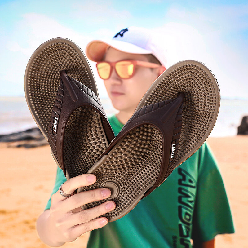Beach Flip-Flops ชายฤดูร้อนรองเท้าแตะรองเท้าแตะนวดสบายรองเท้าลำลองผู้ชาย2022ผู้ชายแฟชั่น Flip Flops ร้อนขายรองเท้า