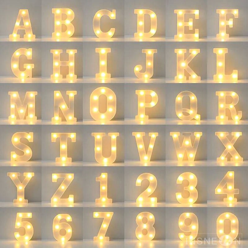 Luces de letras del alfabeto 3D, Bombilla de personaje luminoso, palabra, decoración de fiesta de cumpleaños, vacaciones, decoración del hogar