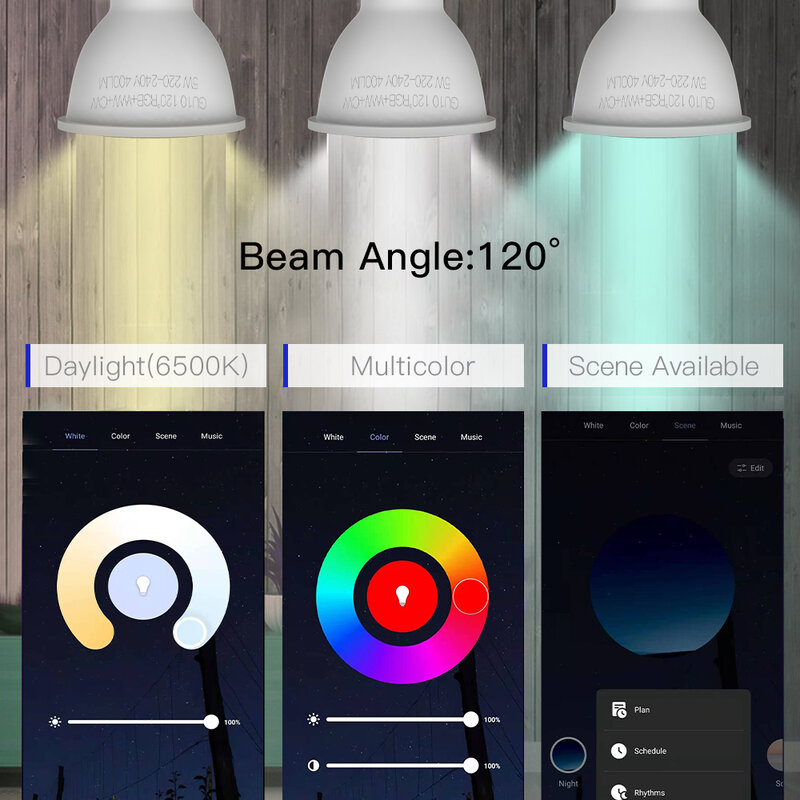 FrogBro Bohlam Lampu LED Pintar Lampu Sorot WiFi GU10 Basis RGBCW Lampu Berubah Warna Dapat Diredupkan Kompatibel dengan Alexa Google Home