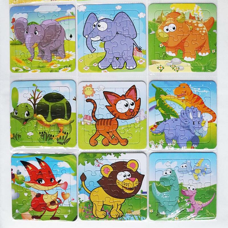 Puzzle Jigsaw Tahan Lama Kertas Kemampuan Tangan Anak-anak Bayi Kartun Hewan/Teka-teki Lalu Lintas Mainan Puzzle Anak 1 Set