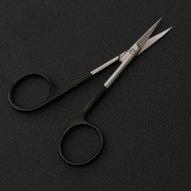 검은색 손잡이 가위 쌍꺼풀 도구 플라스틱 미용 기구 스테인레스 스틸 수술용 가위 가는 가위 스트레이트
