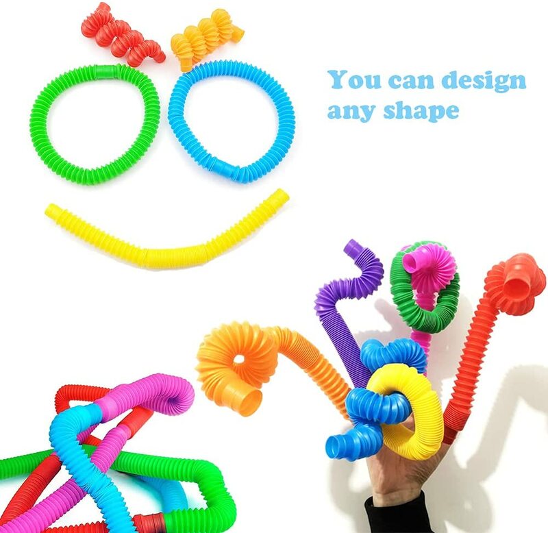 Juguetes sensoriales para aliviar el estrés y la ansiedad, tubos Pop grandes para niños y adultos, juguetes de aprendizaje, tubo elástico para niños pequeños, paquete de 8