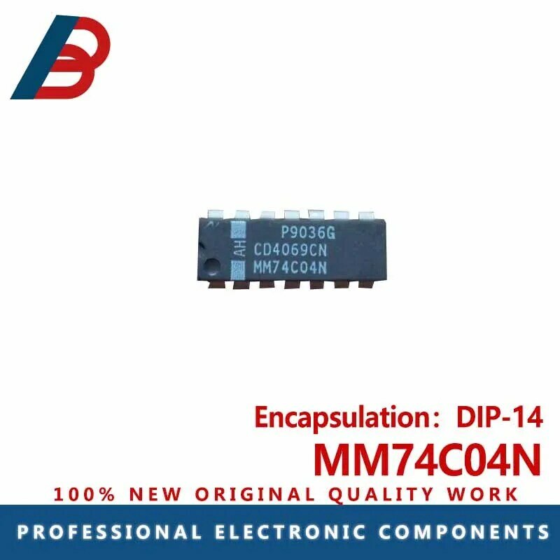 5pcs  MM74C04N is packaged with DIP-14 four-way 2-input positive and non-gate chips