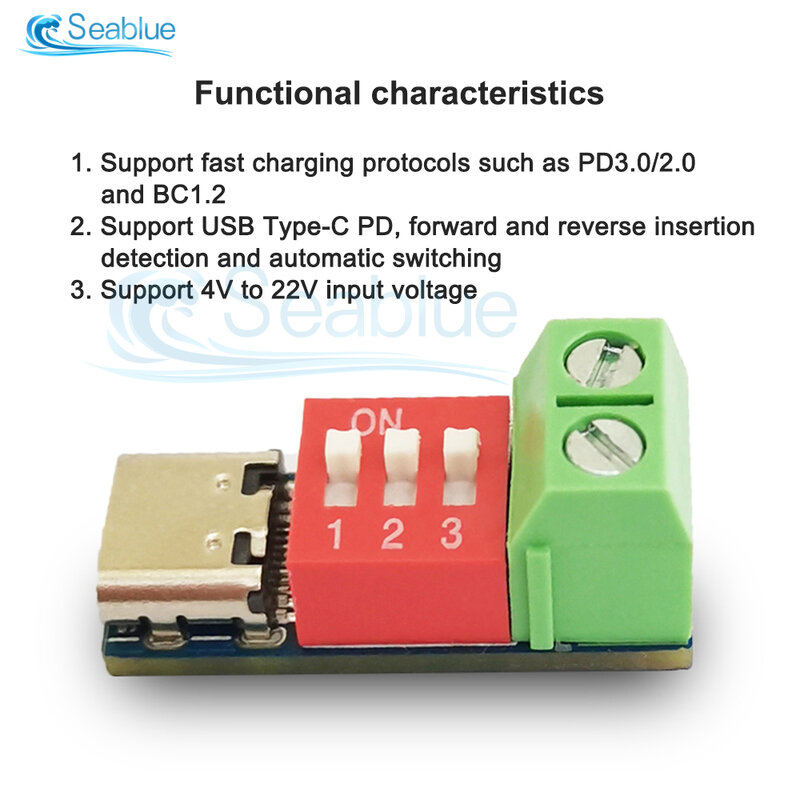Tipe-c PD QC pelatuk DC 5V ~ 20V modul daya tegangan dapat diatur modul umpan isi daya Cepat protokol pengisi daya Cepat PD 3.0 / 2.0 BC1.2