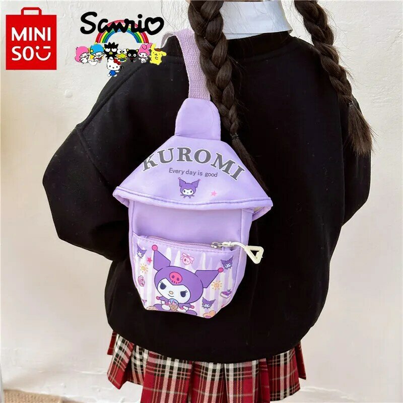 Miniso Sanrio New Children's Chest Bag Fashionable High Quality Girl Waist Bag Cartoon Leisure Sports Women's Shoulder Bag