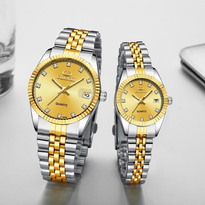 CHENXI 004A data marchio di lusso per donna orologio impermeabile da polso al quarzo maschile orologi da donna e da uomo