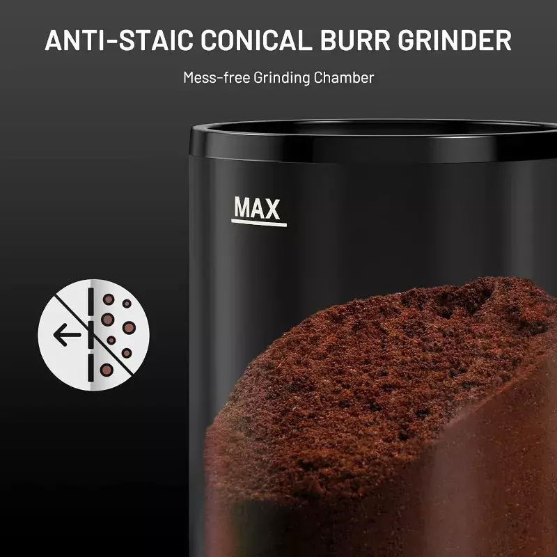 Secura Moedor de café cônico Burr ajustável moinho com 35 configurações de moagem moedor de café elétrico para 2-12Cups preto