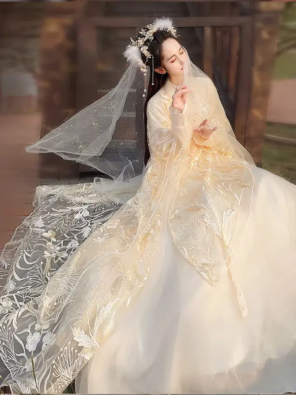 Hanfu-Conjunto de vestido de estilo chino para mujer, trajes de escenario de baile de hadas, trajes de princesa dulce, bordado de flores elegante Vintage