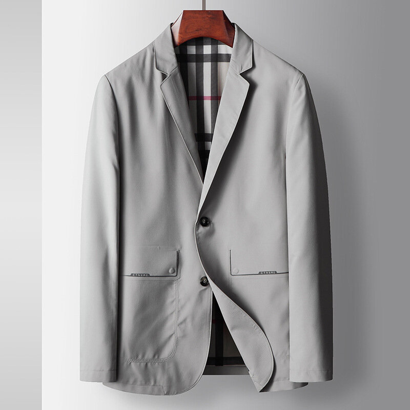 남성용 얇은 캐쥬얼 자외선 차단, 신축성 있는 작은 세트 용수철, 가을 싱글 웨스트 재킷 셔츠, 6146-세트 여름