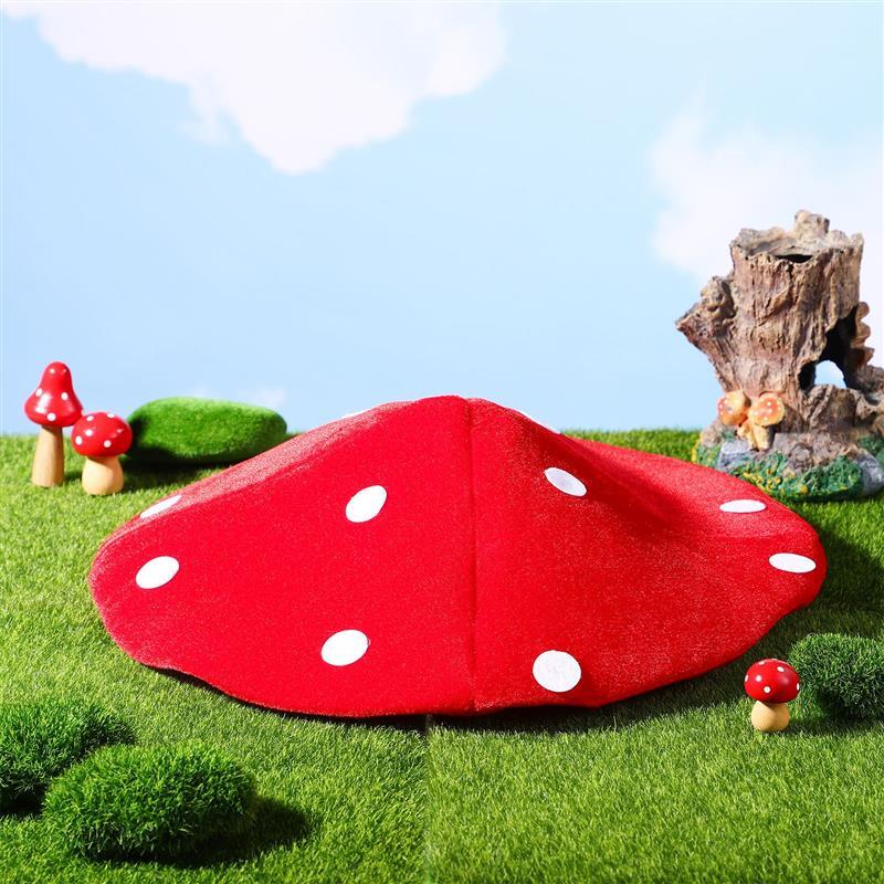 Costume de Cosplay en forme de champignon, béret en peluche, accessoire de décor rouge, chapeaux en forme de dessin animé