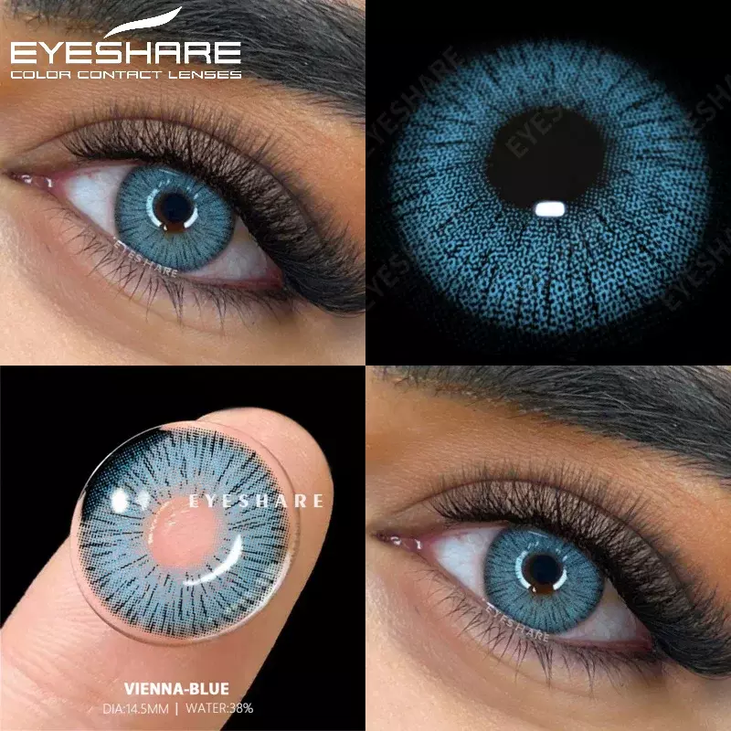 Eyeshare-lentes de contato coloridas para olhos, 1 par, azul, cinza, cosmético, anual