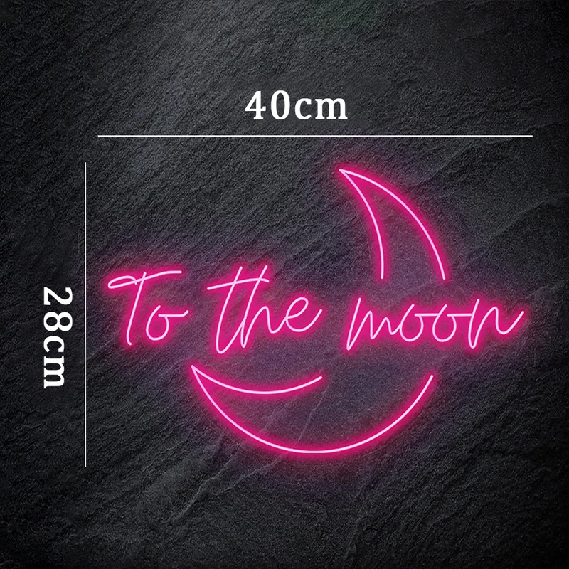 To The Moon Neon Sign LED Room Wall Decor USB Powered Acrylic With Switch For Bedroom Aesthetic Kids Room Party Art Decoration