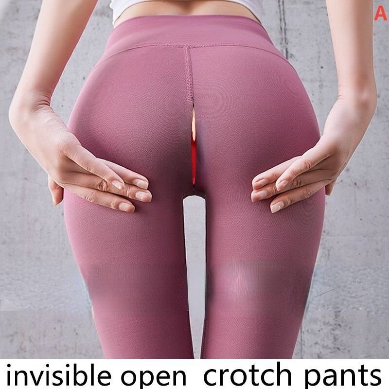 Cerniera invisibile con apertura sul cavallo Leggings attillati pantaloni da Yoga Plus Size pantaloni da esterno per coppie a vita alta