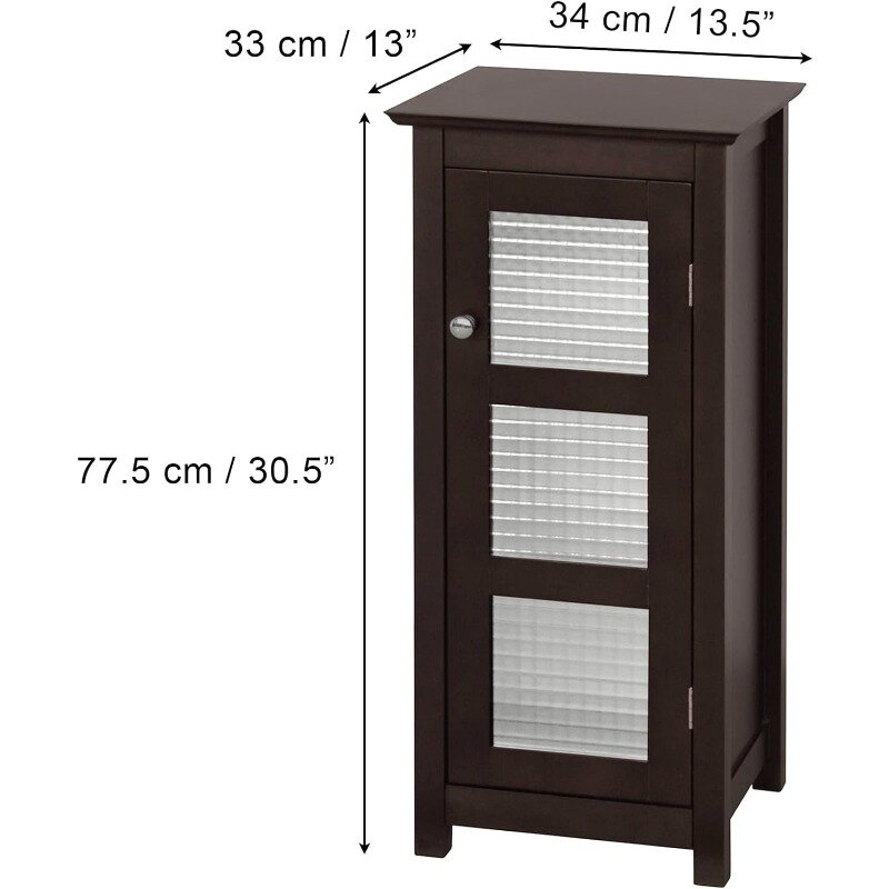 Teamson-armario de baño de madera para el hogar, puerta de suelo y cristal, color marrón, 6216