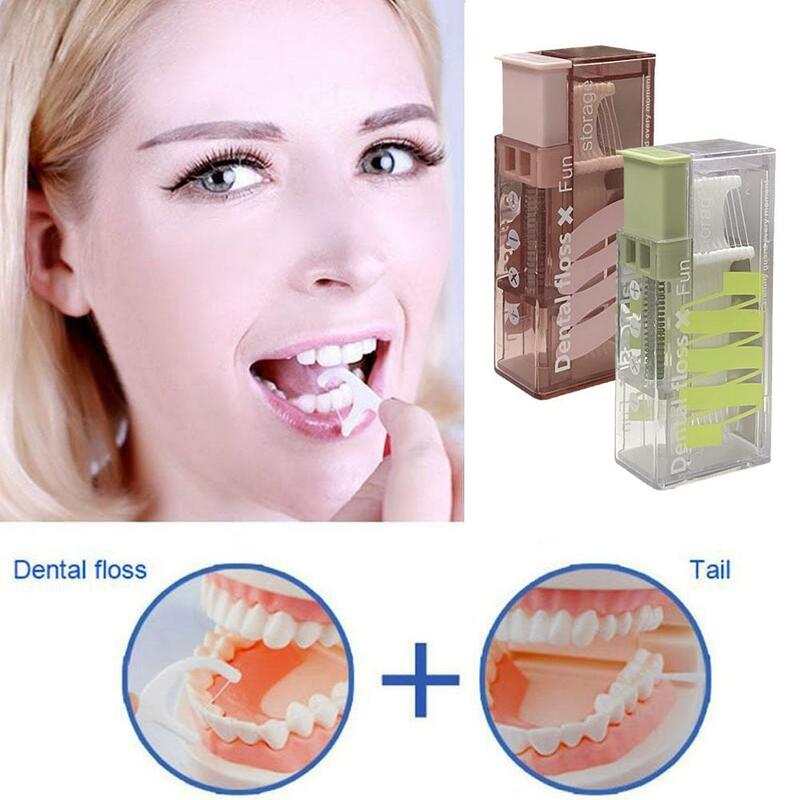 Portátil Dental Floss Caixa De Armazenamento, Higiene Oral Care, Flossers Picks, Tipo de Imprensa, Recarregáveis, F7K9