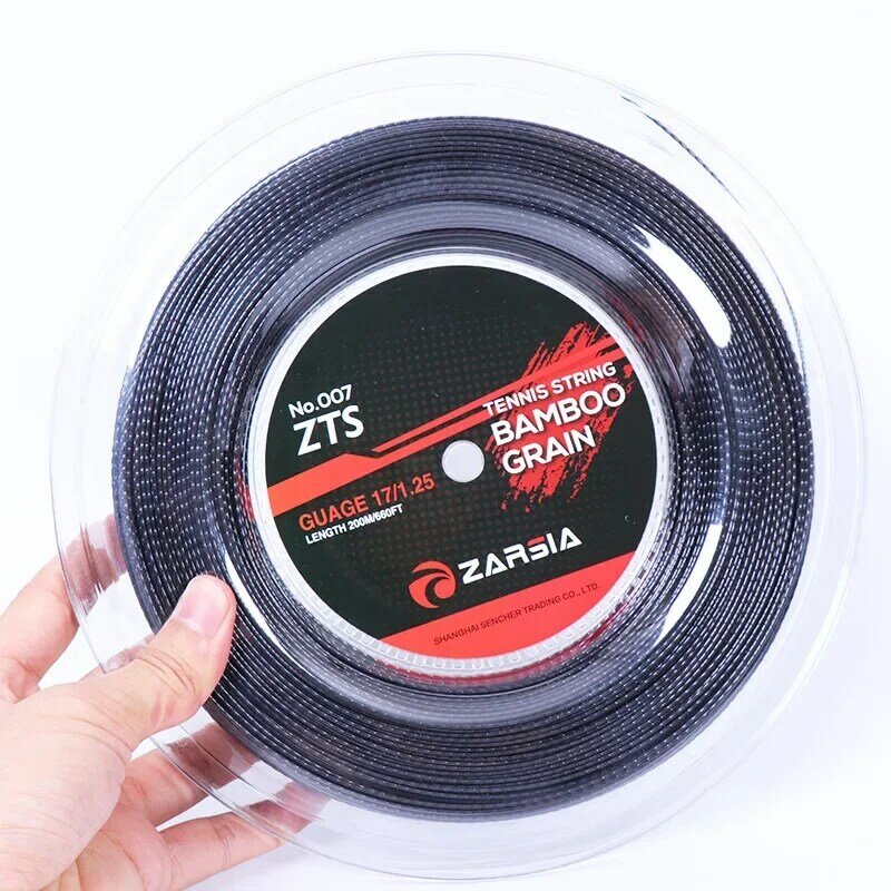 ZARSIA Slub-cuerda giratoria de bambú para raqueta de tenis, alambre de tenis duro de poliéster, potencia áspera, 1,25mm, 17G, 200m
