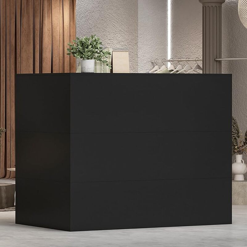 Mesa de mostrador de recepción moderna, sala de recepción en forma de L, escritorio frontal con cajón bloqueable y Estantes abiertos, para salón, Oficina de pago