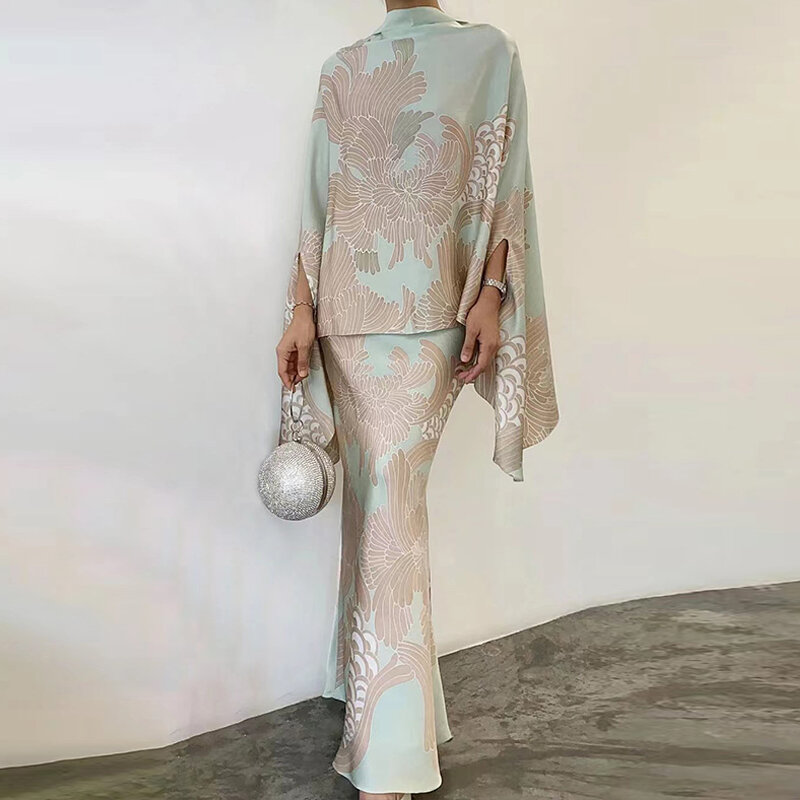 Весенний женский Модный цветочный дизайнерский комплект, Повседневная Свободная Асимметричная одежда для поездок, винтажные костюмы с юбкой в стиле Хай-стрит, новинка 2023