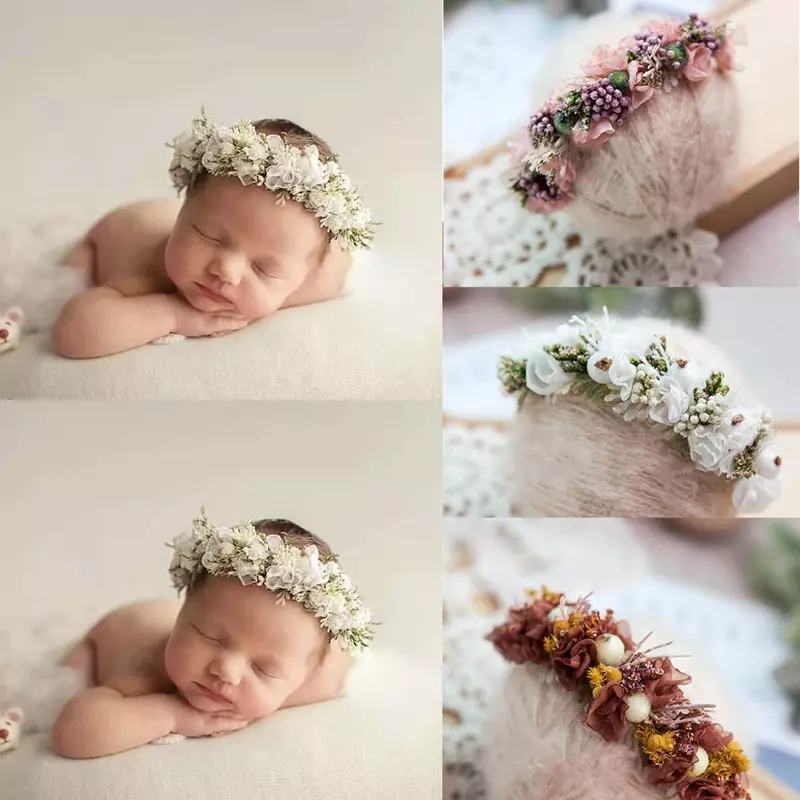 Accesorios de fotografía para niña recién nacida, diademas de flores, accesorios para el cabello, estudio fotográfico, tocado infantil