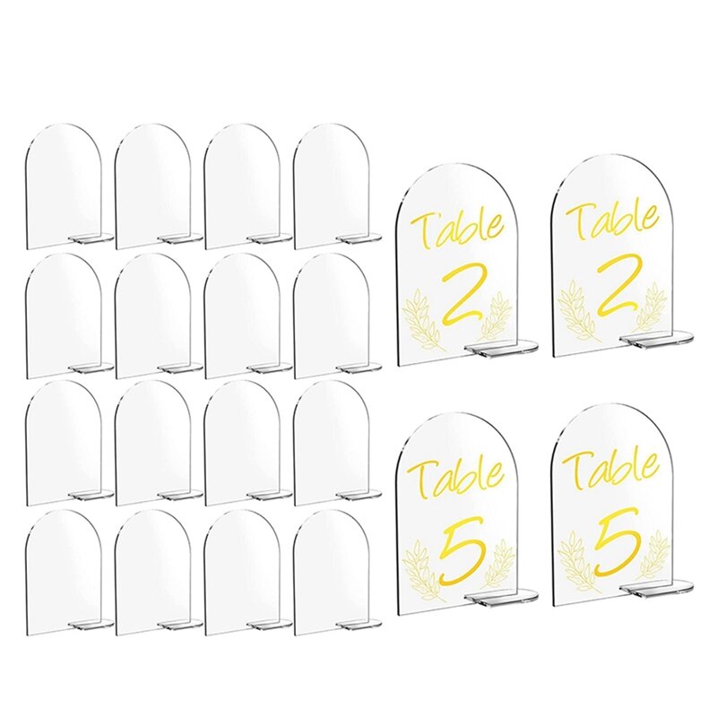 Números acrílicos em branco com suporte, DIY Arch Signs, 6x 4 Polegada, 20 Packs