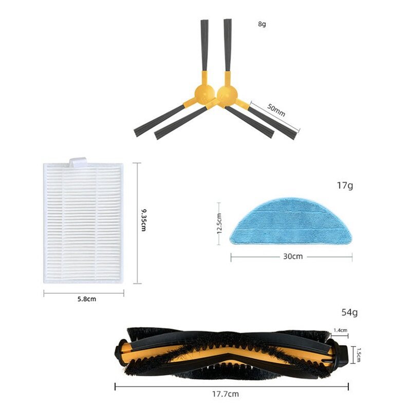 Piezas de repuesto para Robot aspirador ABIR X5, X6, X8, rodillo principal, cepillo lateral, filtro, mopa, paño, filtro Hepa