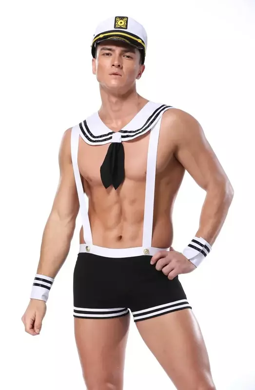 Dorosły męski seksowny marynarski gorący erotyczny Slim Fit biały mundur marynarski