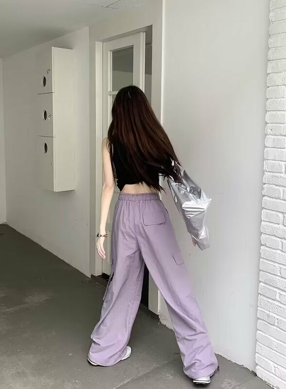 Summer Women's Overalls High-Waisted Slimming With Draping Sports Solid Color Comfortable Ladies Wide-Leg Pants