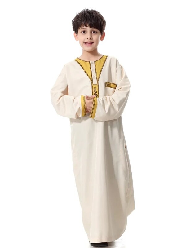 Abaya Jubba Thobe Kimono Eid musulmán para niños, niño Thobe Thawb caftán para niños, ropa islámica, batas largas, vestido árabe de Dubái 2024