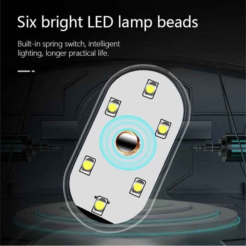 Universele Auto Mini Led Touch Schakelaar Licht Auto Draadloze Ambient Lamp Draagbare Night Leeslamp Autodak Lamp Interieur Verlichting
