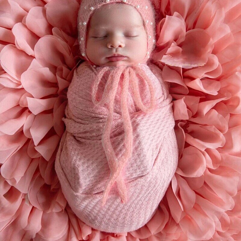 Newborn Baby Knitted Swaddle Wrap Receiving Blanket Infants Photography Props Stretch Wrap Photo Shooting Backdrop