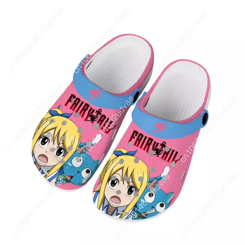 Zuecos de dibujos animados para hombre y mujer, zapatos de agua personalizados, calzado de jardín, playa, con agujeros, Anime, Lucy Heartfilia, f-fairy, t-tail