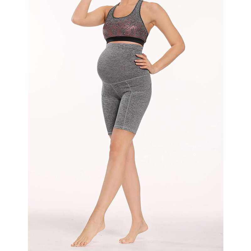 Celana legging ibu hamil wanita, celana pendek ramping olahraga Yoga Fitness pinggang tinggi musim panas 2024 1 potong