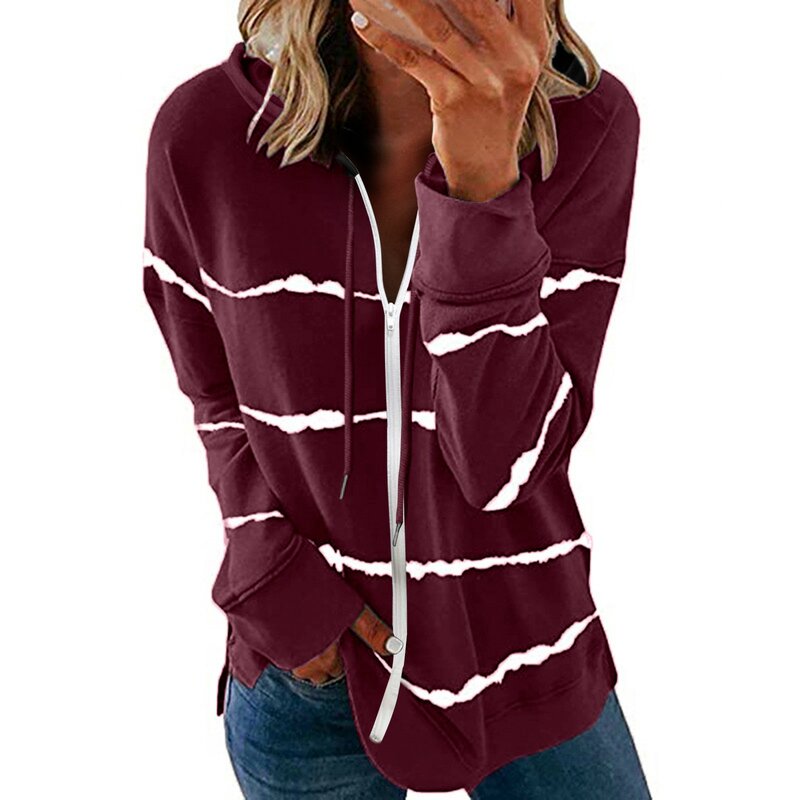 Lightweight Long Sleeve Coat For Women Stripe printing Women's Hoodie Jacket Daily Leisure Comfortable Female Outwear