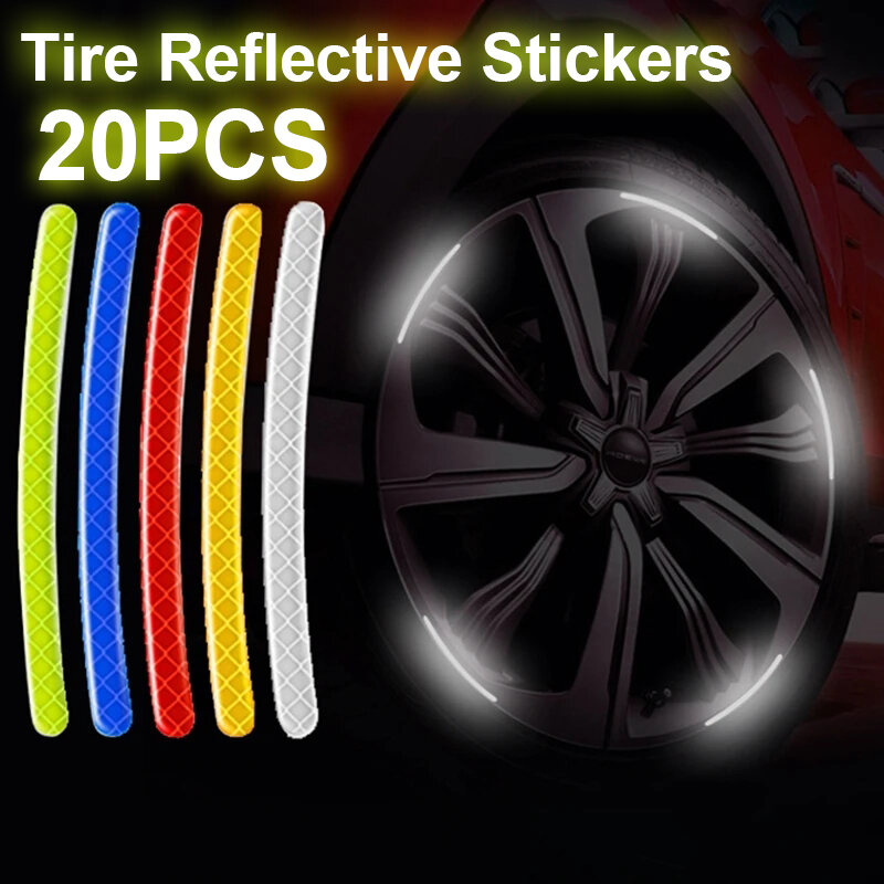Car Bike Motorcycle Wheel Hub Reflective Stickers Safety Warning Decoration Reflective Strip Self-adhesive Luminous Tapes
