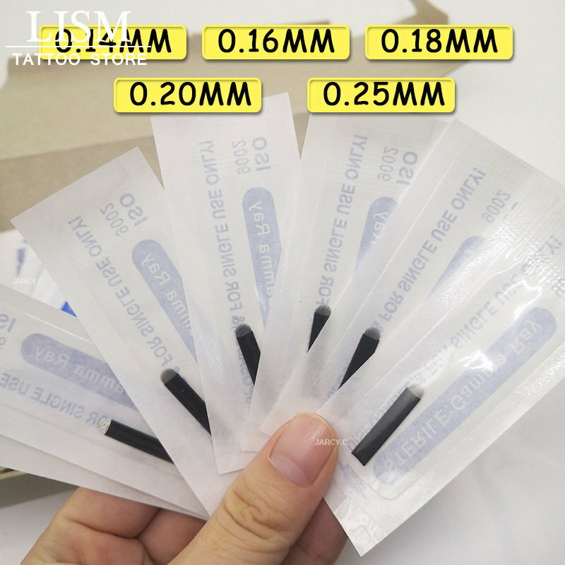 Cuchillas de aguja de Microblading Flex U, 12, 14, 16, 18 Pines, 0,16mm, para cejas, forma curva, labios, microsombreado, maquillaje permanente, pluma Manual