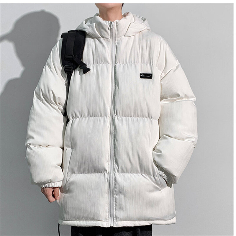 2023 Winter New Youth Fashion Trend Warm Cotton Coat Men's Casual and Handsome Versatile Hooded Cotton Coat