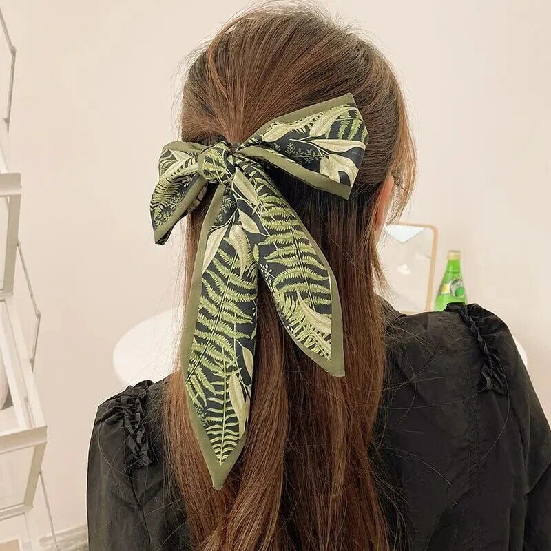 Popular Print Long Scarf for Women Narrow Ribbon Headband Female Neckerchief Handle Bag Band Bandana Hair Tie Accessories