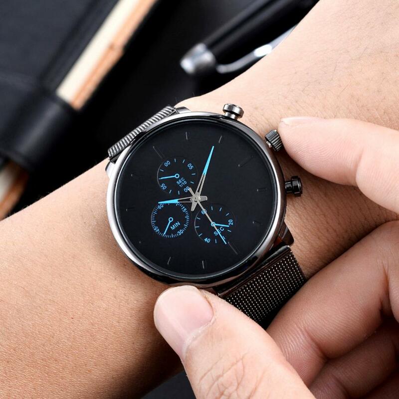 Men Round Dial Alloy Straps No Number Analog Quartz Wrist Watch Jewelry Gift No Numbers Durable Adjustable Strap Wrist Watch