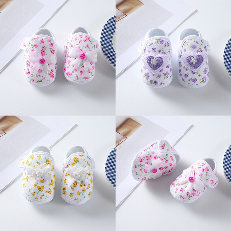 Newborn Baby Shoes Boy Girls Shoes Fall Spring Lovely Embroidery Kids Anti-Slip Sneaker Crib Shoes Soft Cotton First Walkers