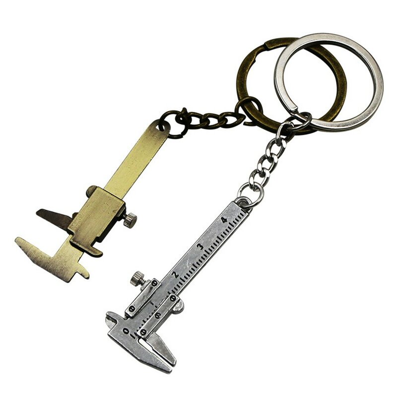 0-4cm Portable Mini Metal Ruler Vernier Caliper Ruler Key Chain Movable Vernier Caliper Ruler Model Keychain Creative Gift