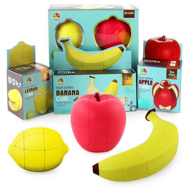 과일 큐브 바나나 애플 레몬 복숭아 스티커리스 큐브 매직 코 교육 퍼즐, 크리스마스 선물 아이디어, 어린이 교육 장난감