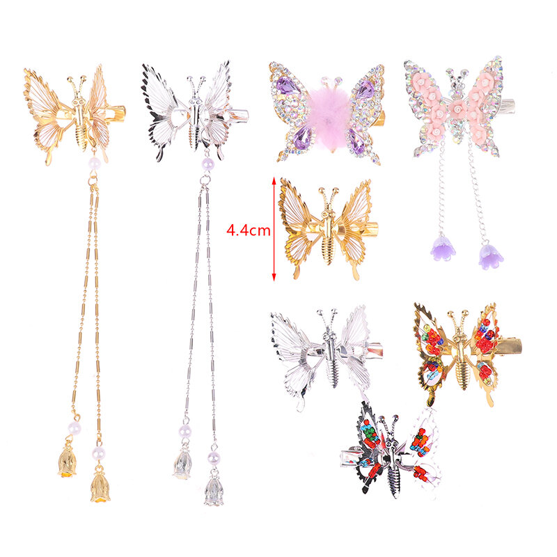 New Moving Butterfly Tassel Hairpin Girl Retro Sweet Fairy Hairclip Side Clip Headgear Creative Headwear Jewelry Headdress Gift