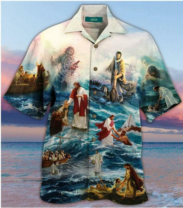 Bóg Jesus Mary hawajskie koszule męska ukrzyżowana religia z nadrukiem 3D Harajuku na co dzień krótki rękaw Oversived Top ubrania tropikalne