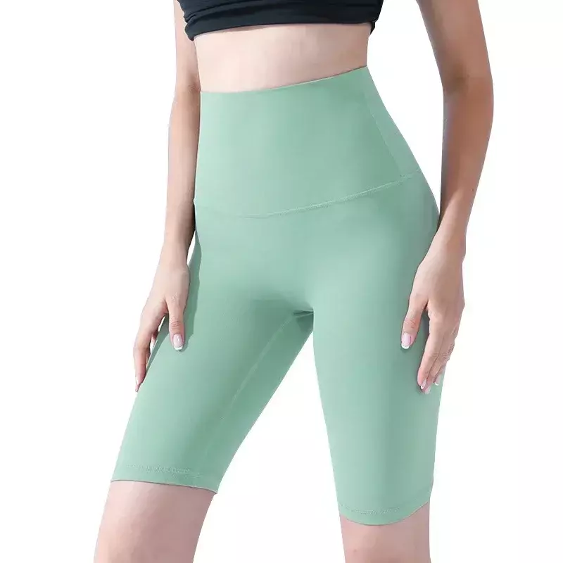 Pantalones cortos de Yoga sin línea en T de Color sólido, pantalones de Yoga de cinco puntos, elásticos, ajustados, ejercicio, Fitness, primavera y verano, nuevo