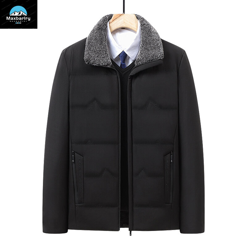 Jaket berlapis katun pria ditambah beludru empuk multi-saku mantel di musim gugur dan musim dingin longgar mantel Pria bisnis.