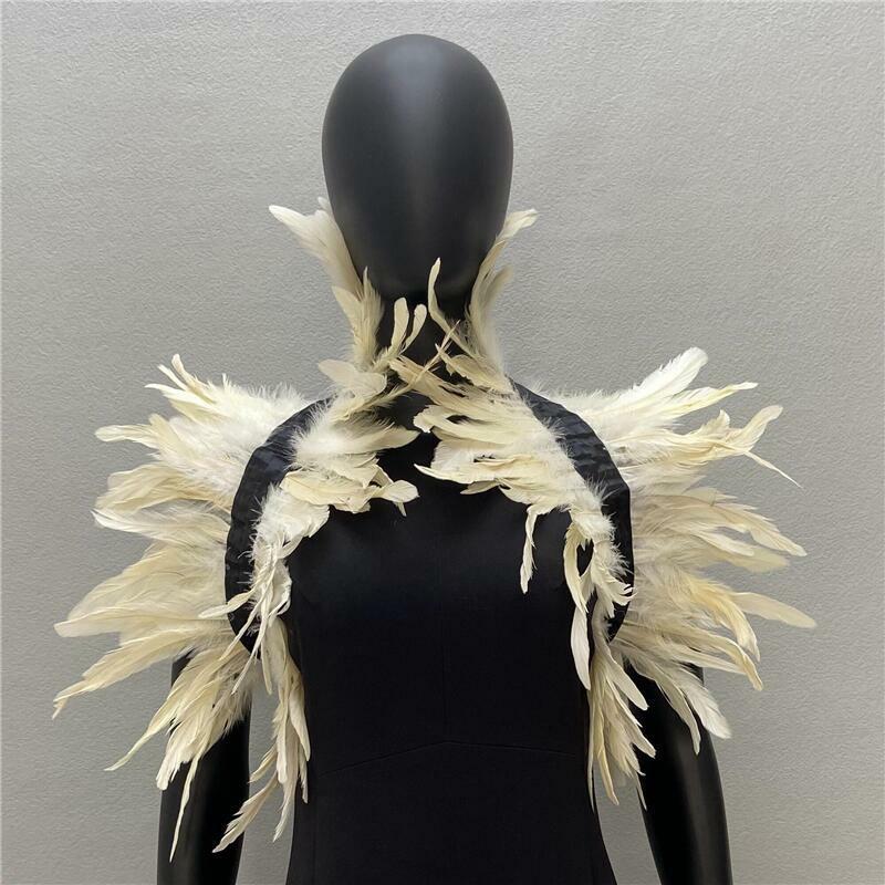 Długie szal ze sztucznego futra gotycki szal z piór Performance balu kostium na Halloween akcesoria