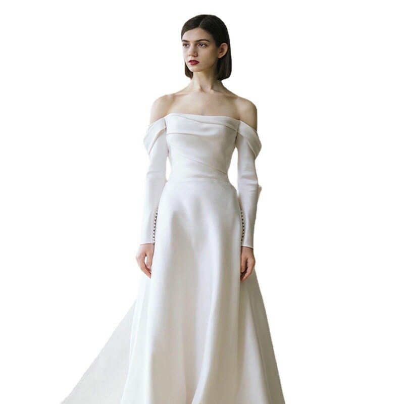Vestidos de novia de corte en A sin tirantes para mujer, Túnica Sexy de marfil, vestidos de novia simples con manchas, 2023