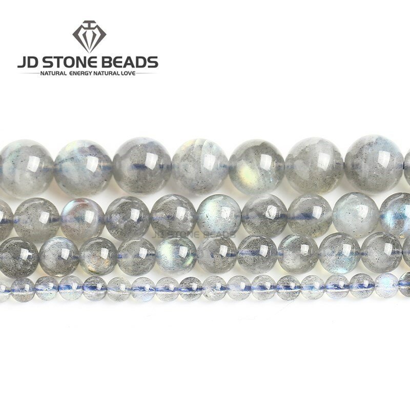 Perles d'espacement rondes et amples en pierre de lune, Labradorite grise naturelle de haute qualité pour la fabrication de bijoux, accessoires de Bracelet et de collier